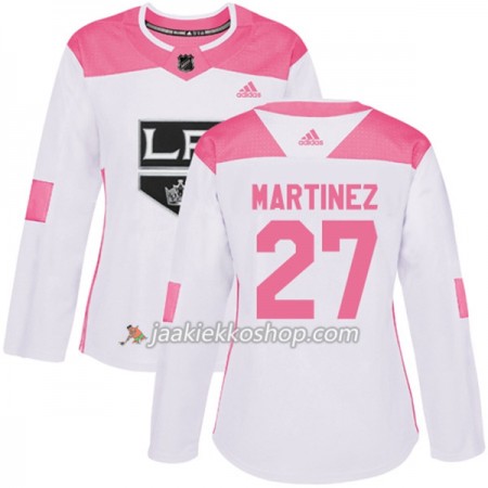 Nainen NHL Los Angeles Kings Pelipaita Alec Martinez 27 Adidas 2017-2018 Valkoinen Vaaleanpunainen Fashion Authentic